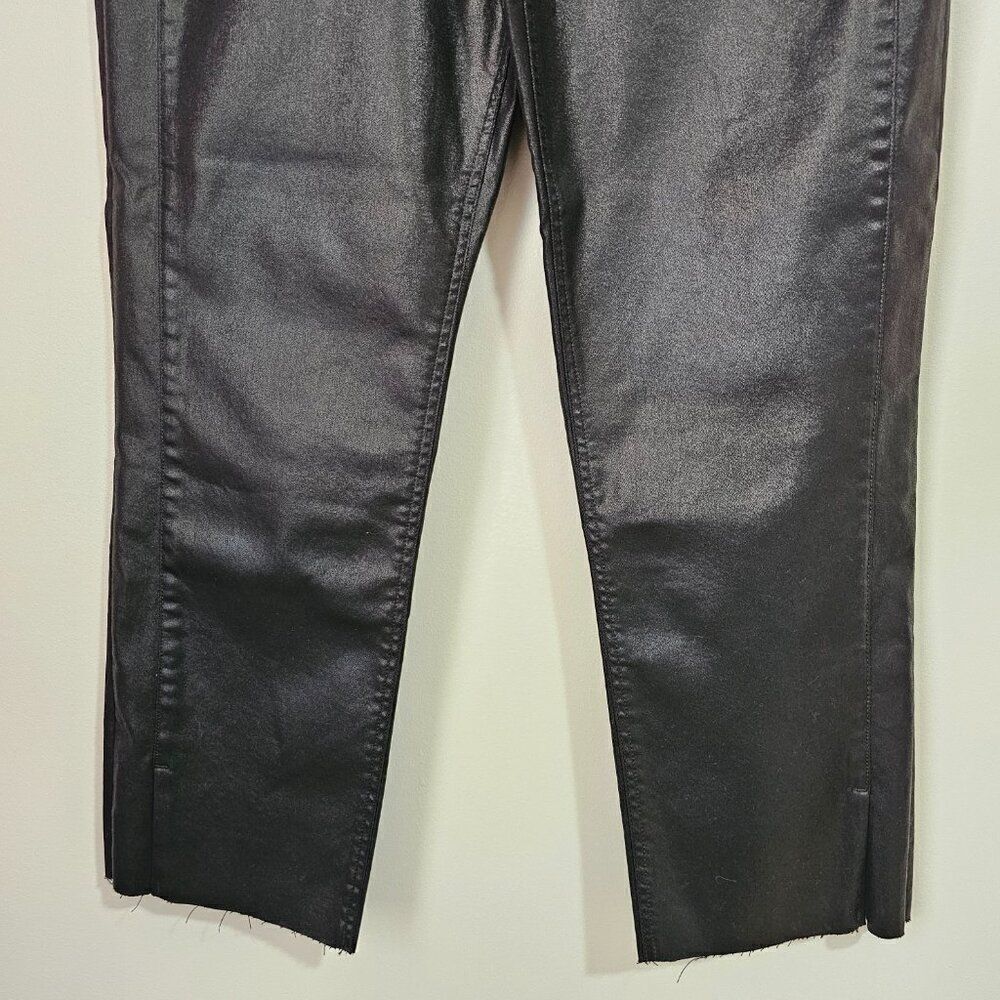 NWT EXPRESS BLACK MODERN STRAIGHT HIGH RISE LEATHER LOOK PANTS SIZE 12 SHORT - Picture 6 of 16